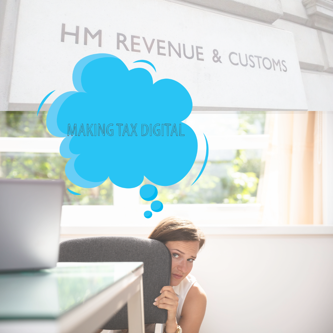 Woman hiding behind office chair from HMRC